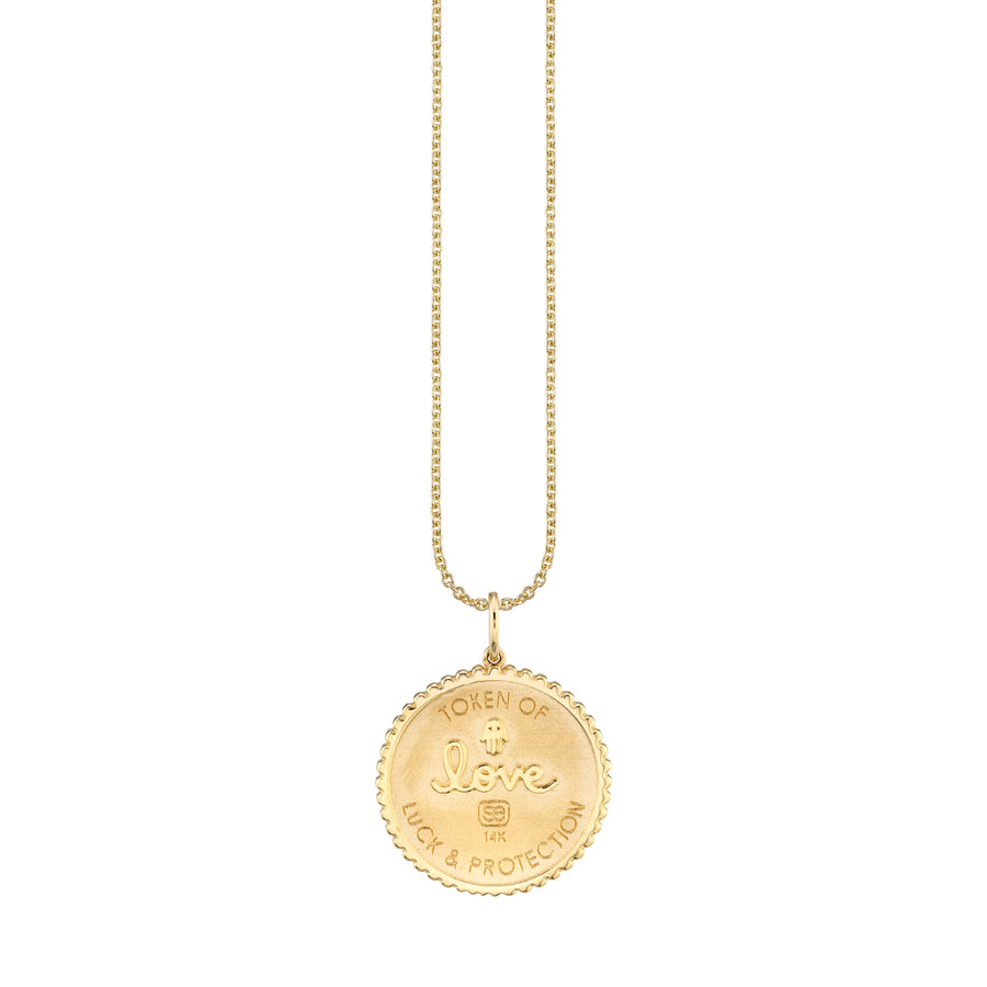 Gold & Diamond Small Luck Coin with Rays Charm - Sydney Evan Fine Jewelry