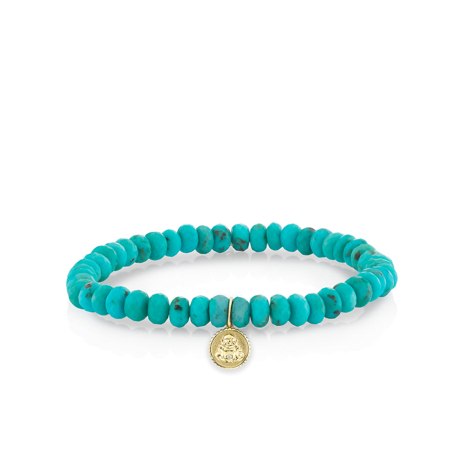 Men's Collection Gold & Diamond Buddha Coin on Turquoise - Sydney Evan Fine Jewelry
