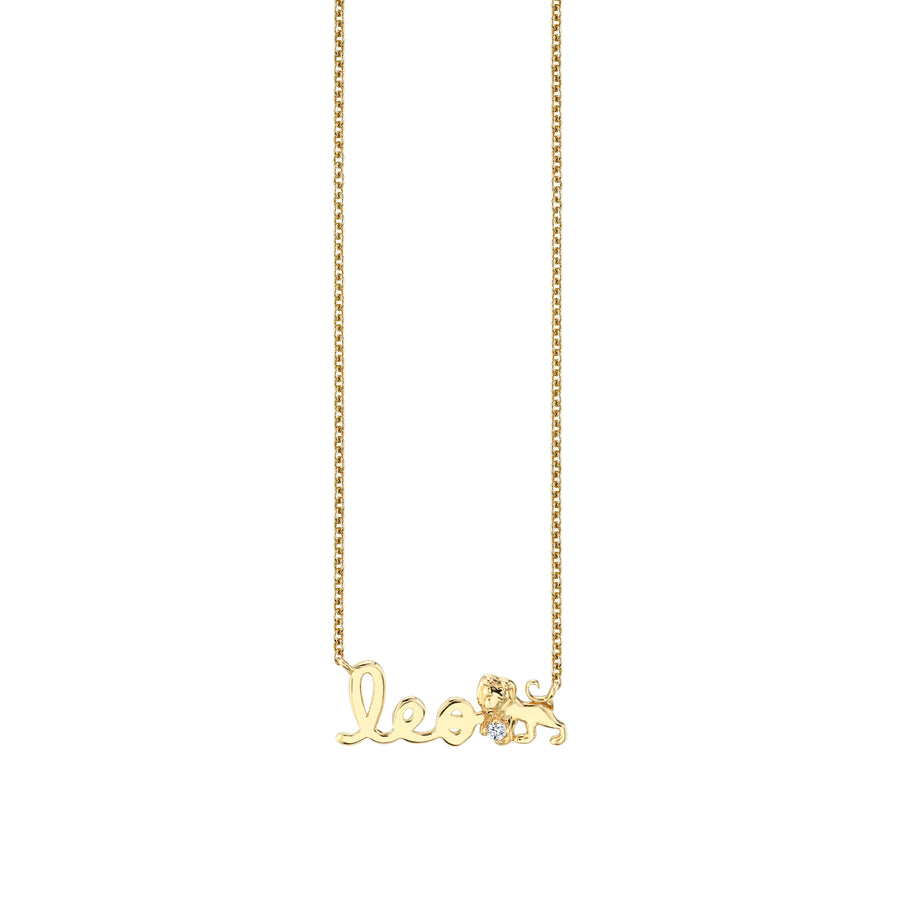 Gold & Diamond Zodiac Script Necklace - Sydney Evan Fine Jewelry
