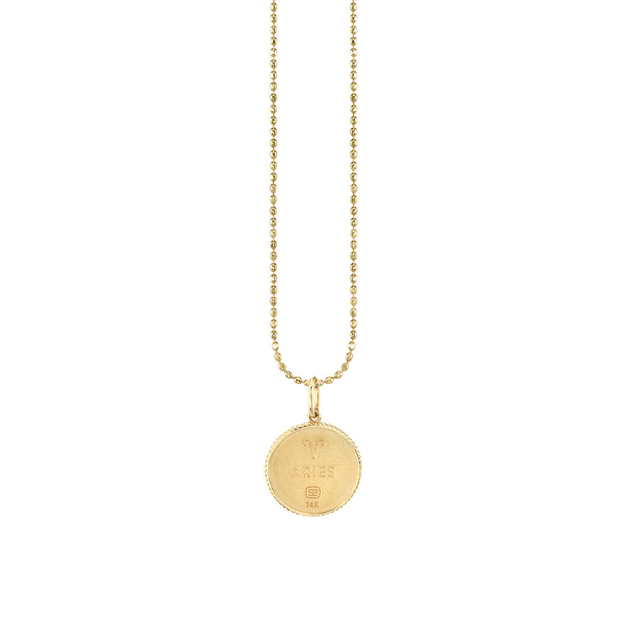 Gold & Diamond Aries Zodiac Medallion Necklace - Sydney Evan Fine Jewelry