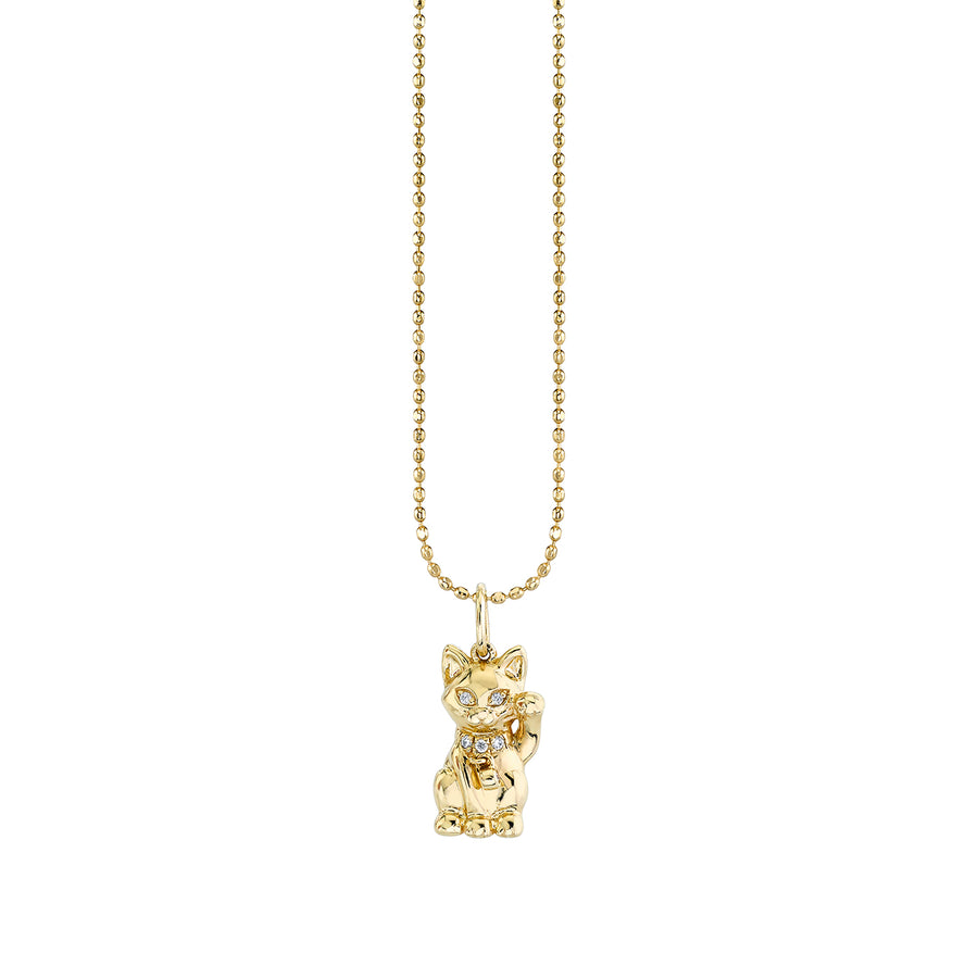 Gold & Diamond Lucky Cat Charm - Sydney Evan Fine Jewelry