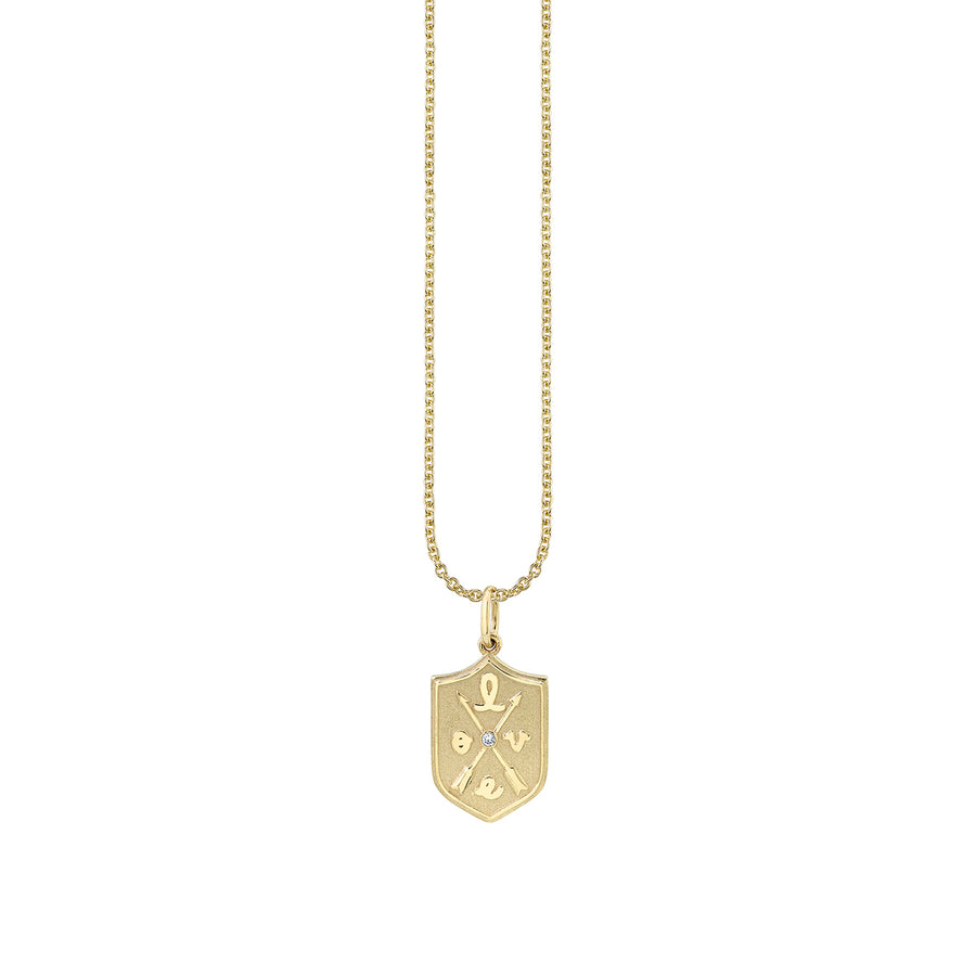 Gold & Diamond Small Love Script Crest Charm - Sydney Evan Fine Jewelry