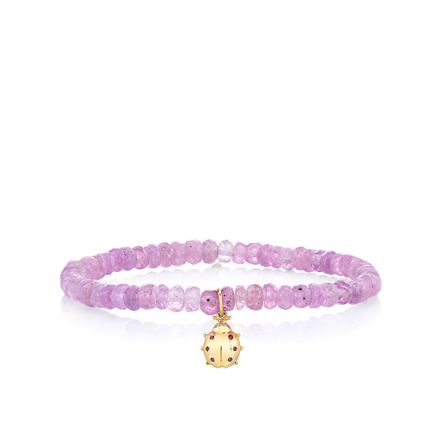 Kids Collection Gold & Ruby Ladybug on Light Pink Sapphire - Sydney Evan Fine Jewelry