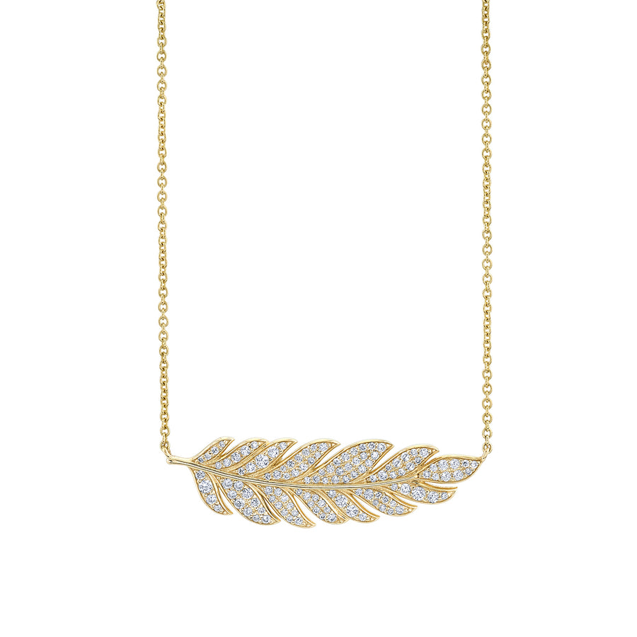 Gold & Diamond Large Feather Necklace - Sydney Evan Fine Jewelry