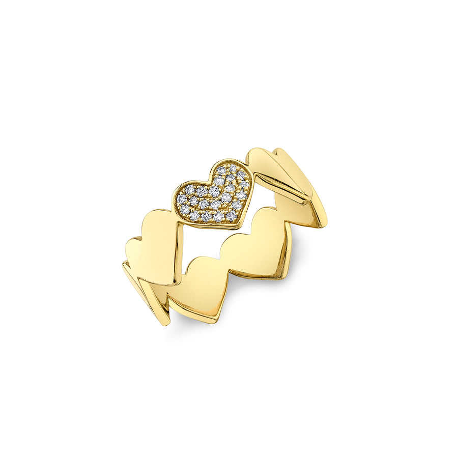 Gold & Diamond Heart Eternity Ring - Sydney Evan Fine Jewelry