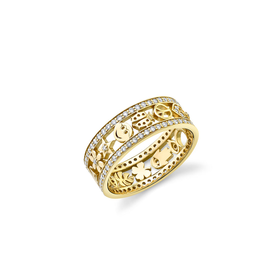 Gold & Diamond Open Icon Ring Band - Sydney Evan Fine Jewelry