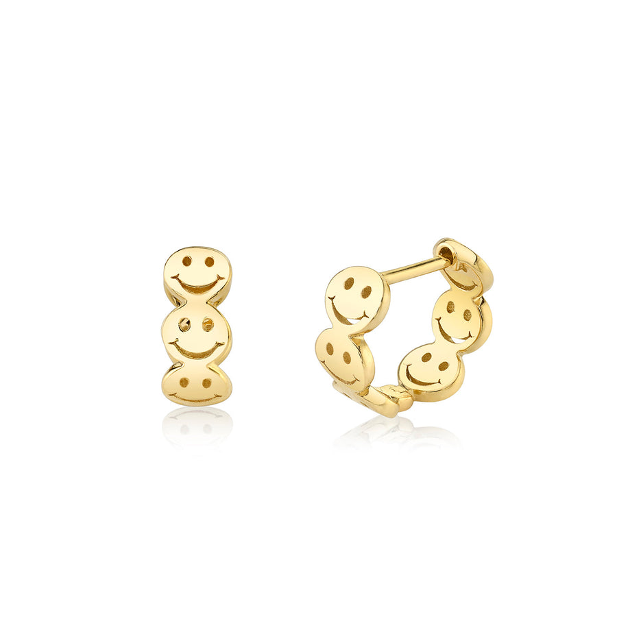 Kids Collection Pure Gold Happy Face Huggie Hoops - Sydney Evan Fine Jewelry