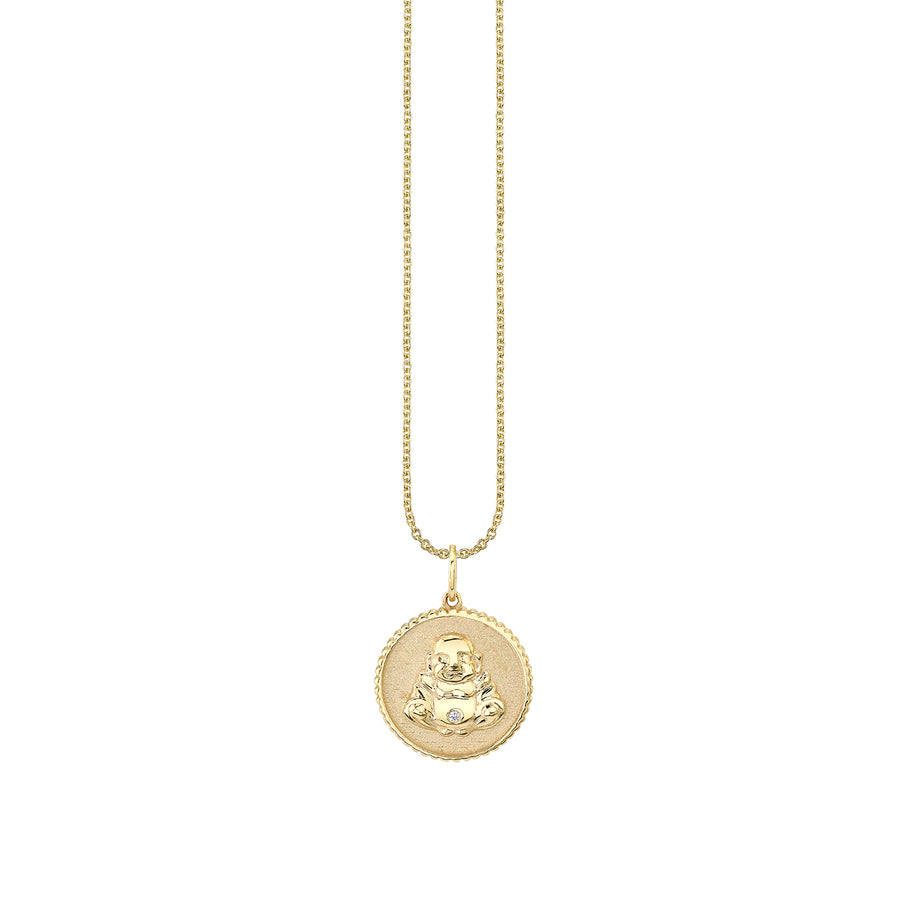 Gold & Diamond Small Sitting Buddha Coin Charm - Sydney Evan Fine Jewelry