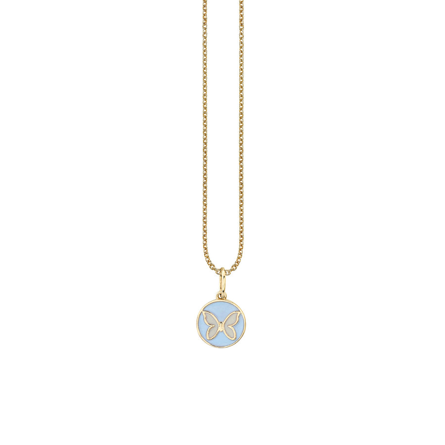 Gold & Enamel Tiny Butterfly Medallion Charm - Sydney Evan Fine Jewelry