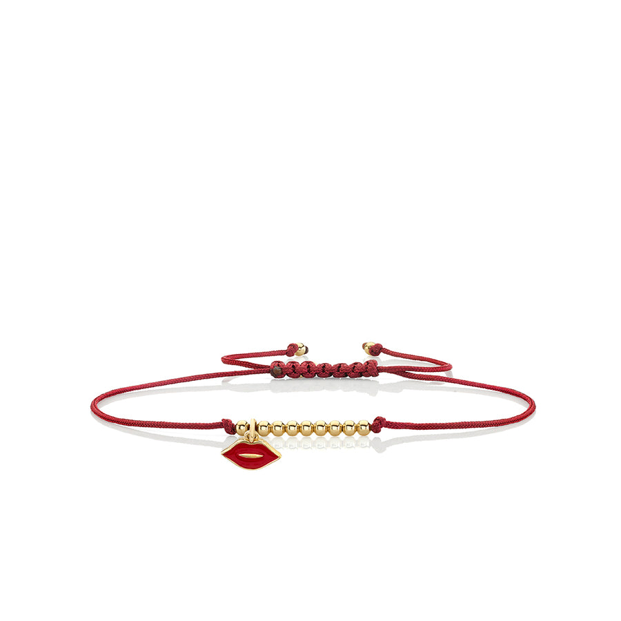 Gold & Enamel Tiny Lips Cord Bracelet - Sydney Evan Fine Jewelry