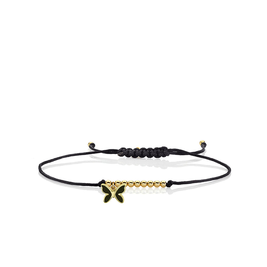 Gold & Enamel Tiny Butterfly Cord Bracelet - Sydney Evan Fine Jewelry