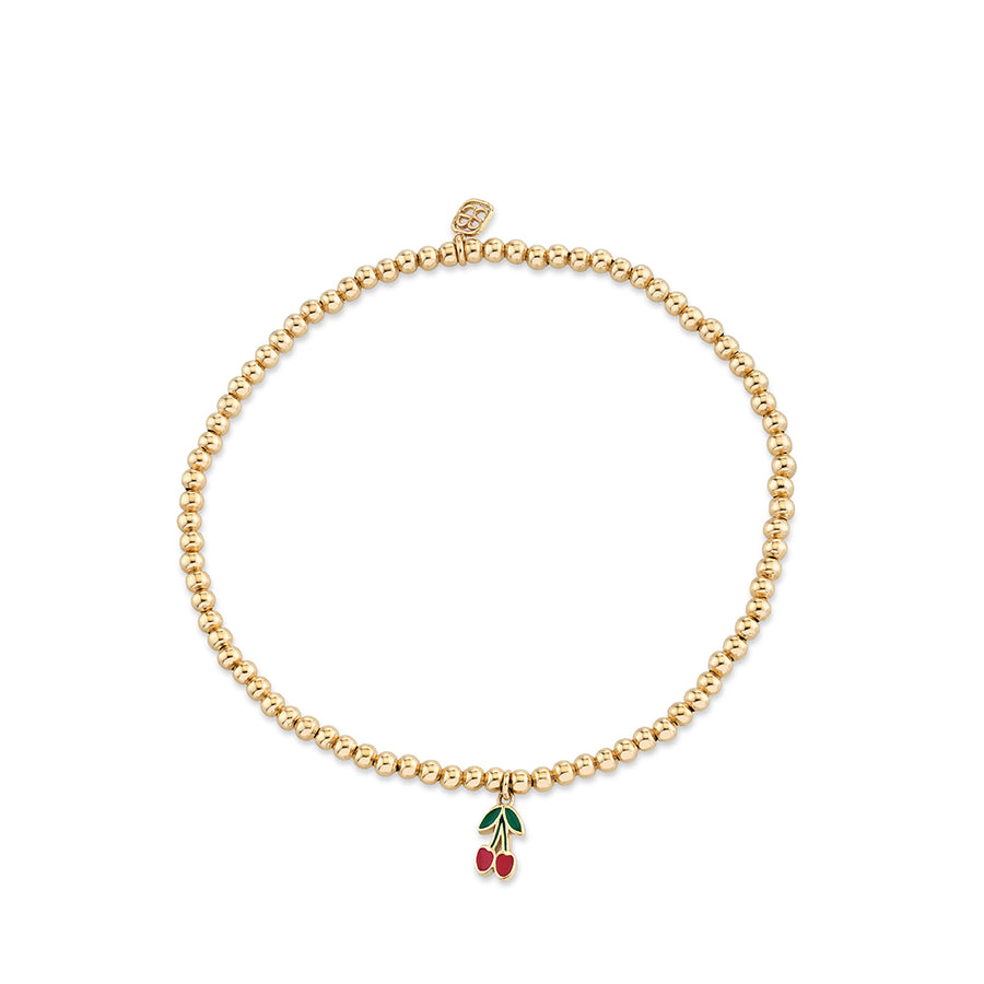 Kids Collection Gold & Enamel Cherry on Gold Beads - Sydney Evan Fine Jewelry