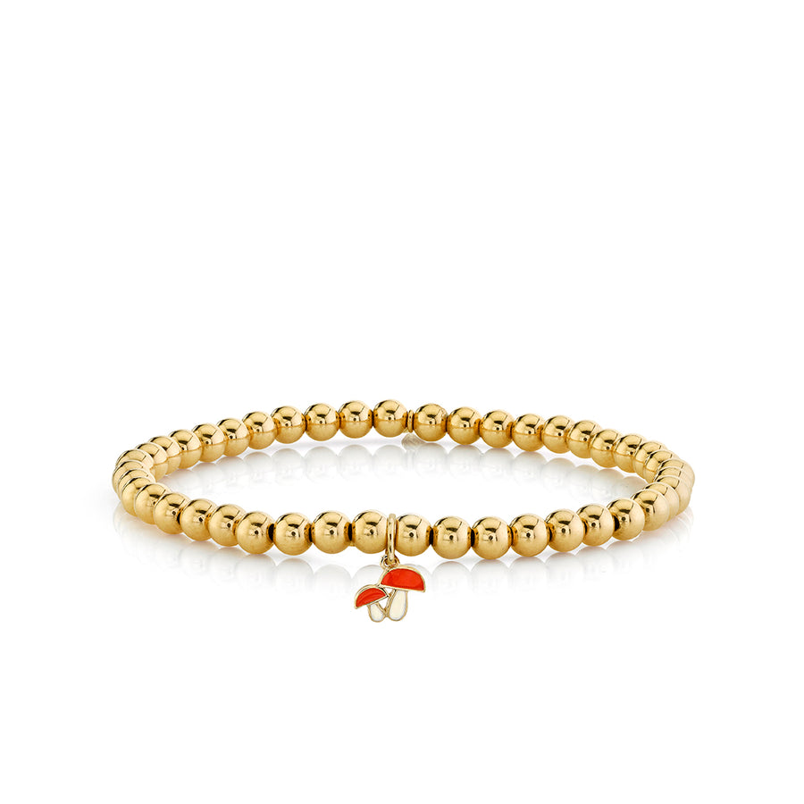 Gold & Enamel Tiny Mushroom On Gold Beads - Sydney Evan Fine Jewelry