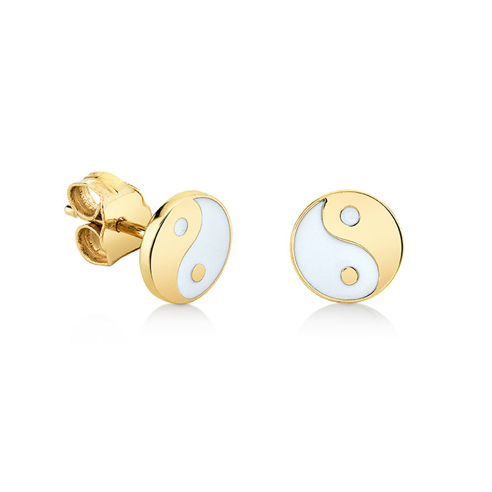 Gold & Enamel Yin Yang Stud - Sydney Evan Fine Jewelry