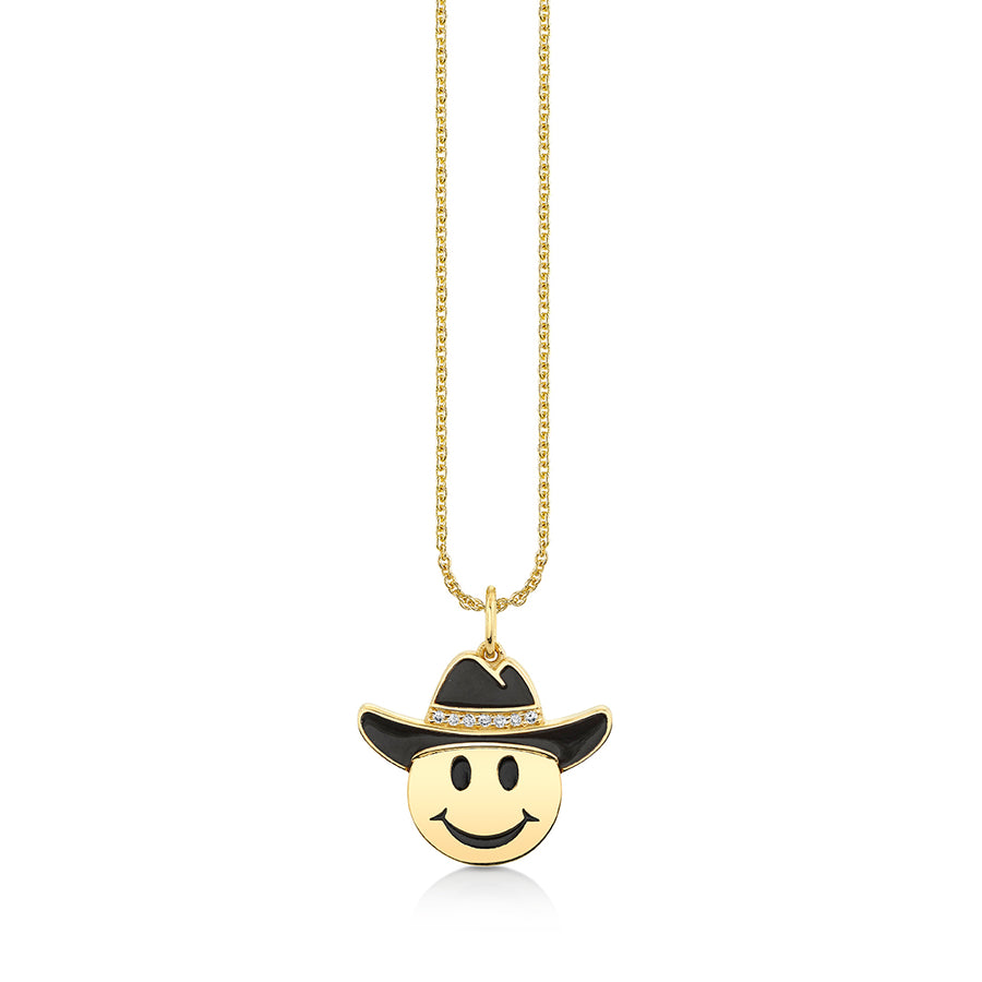Gold & Diamond Cowboy Happy Face Charm - Sydney Evan Fine Jewelry