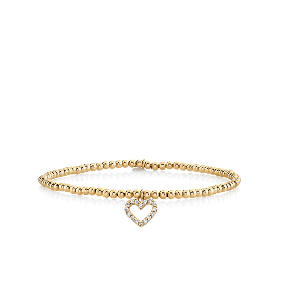 Kids Collection Gold & Diamond Heart on Gold Beads - Sydney Evan Fine Jewelry