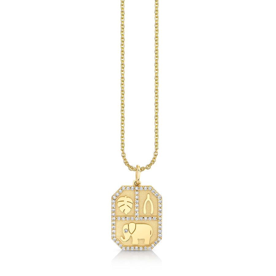 Gold & Diamond Rectangular Tricon Charm - Sydney Evan Fine Jewelry