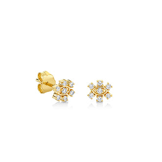 Gold & Diamond Small Marquise Eye Flower Stud - Sydney Evan Fine Jewelry