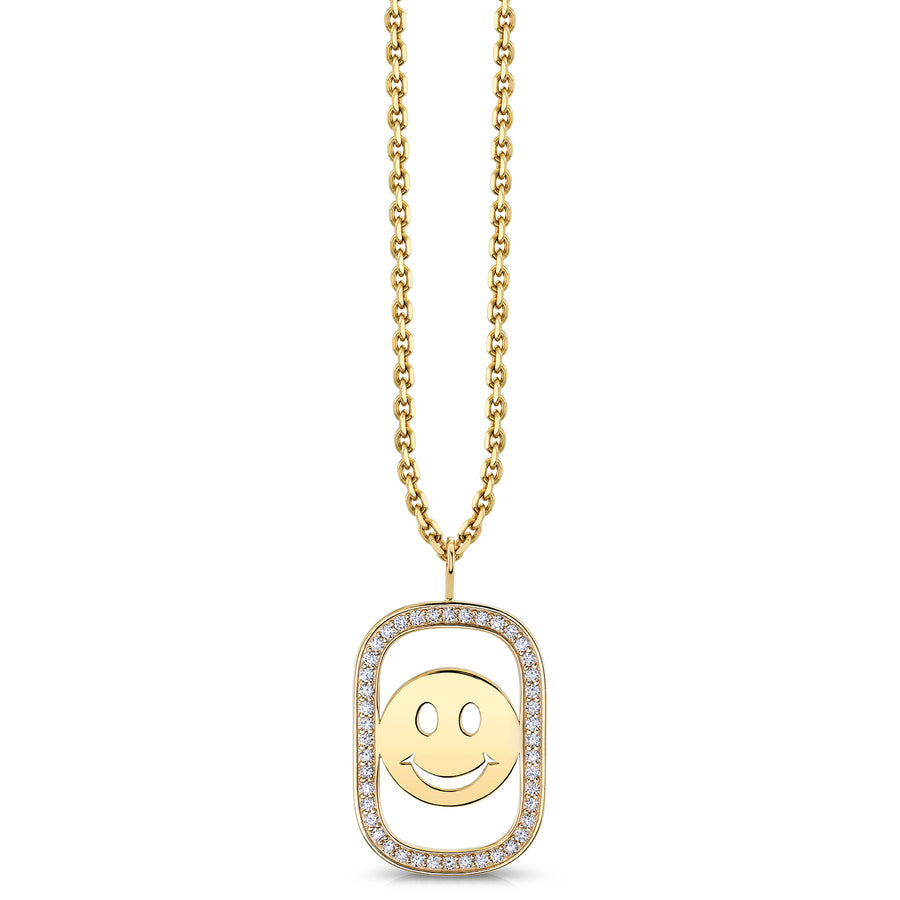 Gold & Diamond Large Happy Face Open Icon Charm - Sydney Evan Fine Jewelry