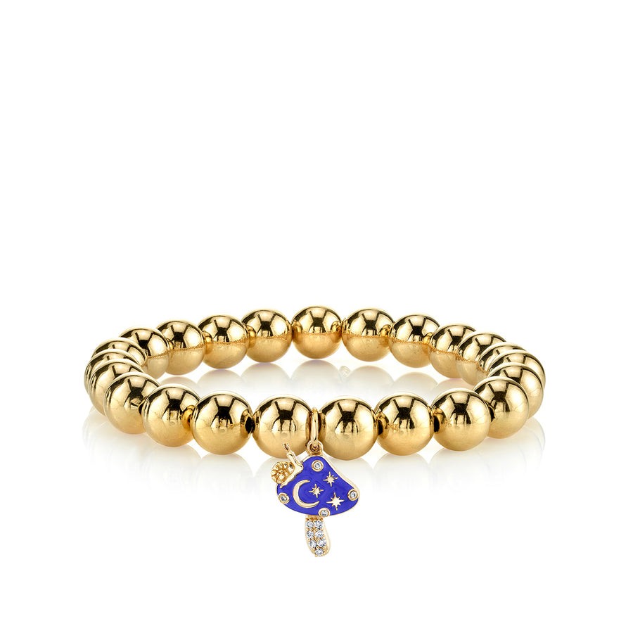 Gold & Diamond Celestial Mushroom on Gold Beads - Sydney Evan Fine Jewelry