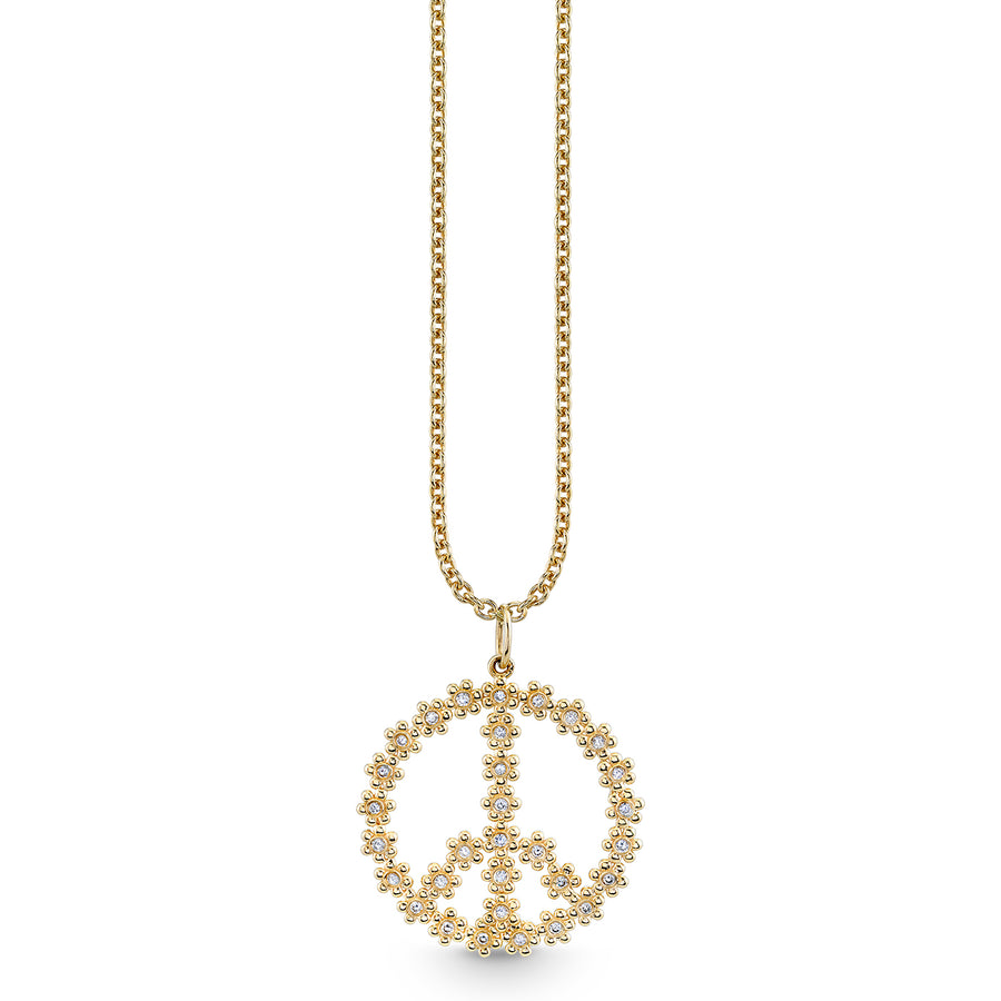Gold & Diamond Tiny Daisy Peace Sign Charm - Sydney Evan Fine Jewelry