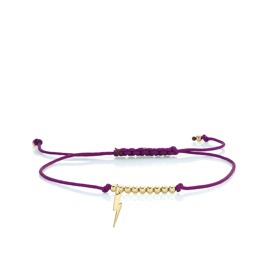 Pure Gold Tiny Lightning Bolt Cord Bracelet - Sydney Evan Fine Jewelry