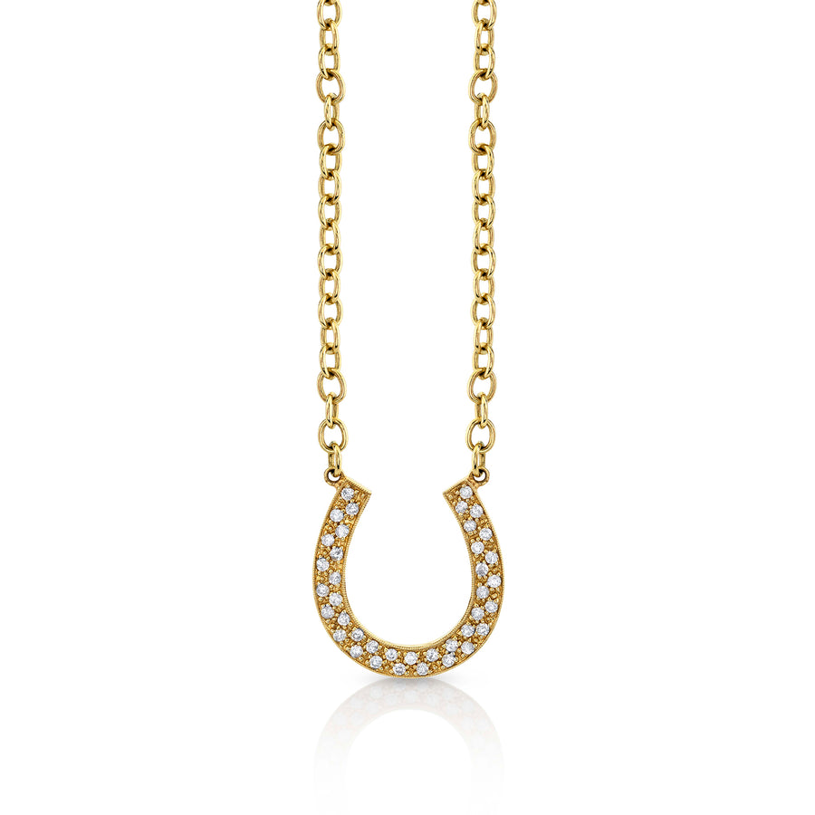 Gold & Diamond Large Horseshoe Necklace - Sydney Evan Fine Jewelry