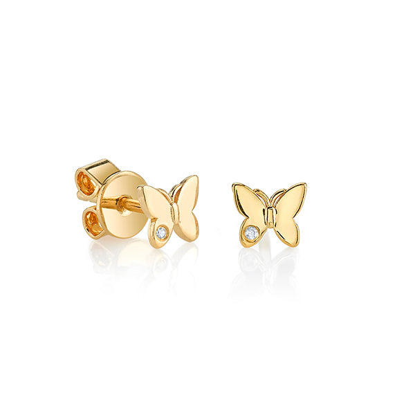 Gold Plated Sterling Silver Butterfly Stud Earrings - Sydney Evan Fine Jewelry