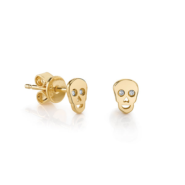 Gold Plated Sterling Silver Skull Stud Earrings - Sydney Evan Fine Jewelry