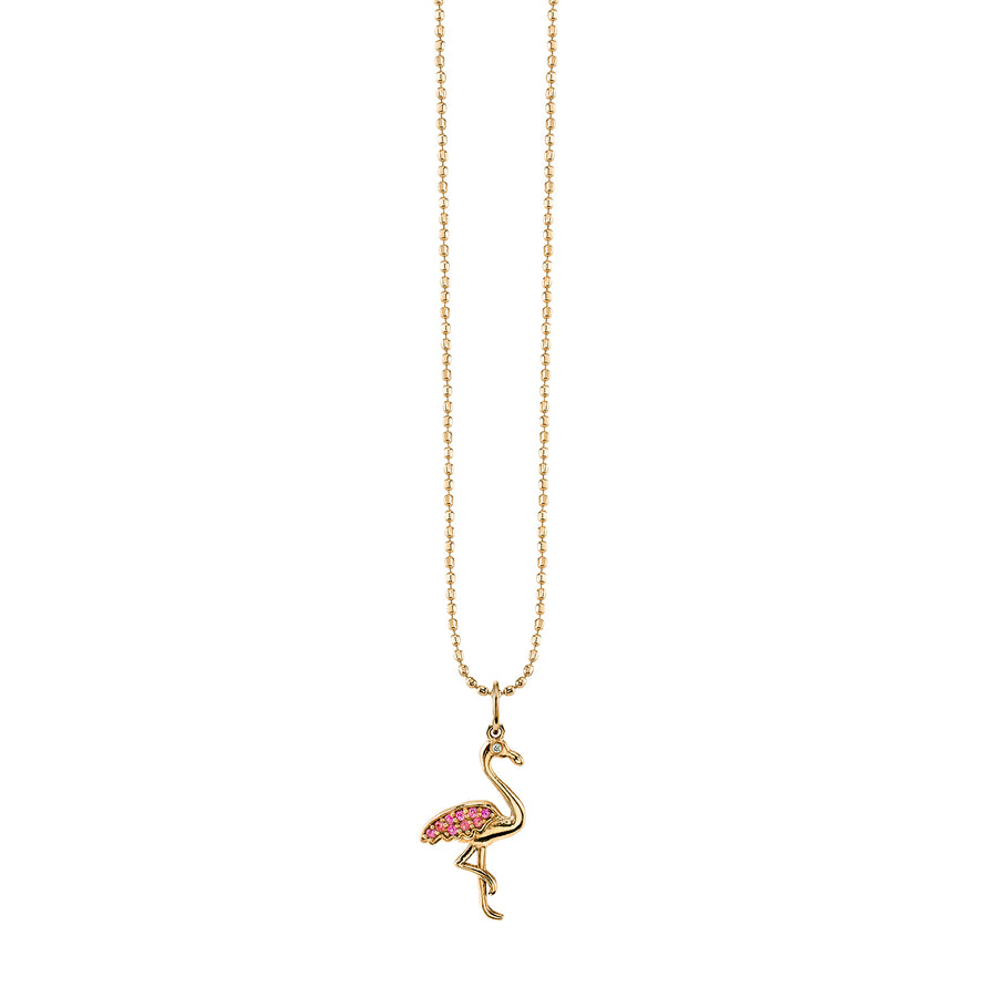 Gold & Pink Sapphire Flamingo Charm - Sydney Evan Fine Jewelry