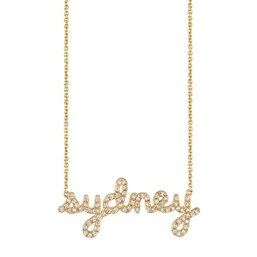 Gold & Diamond Custom Script Necklace - Sydney Evan Fine Jewelry