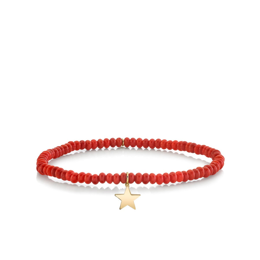 Pure Gold Tiny Star on Red Bamboo Coral - Sydney Evan Fine Jewelry