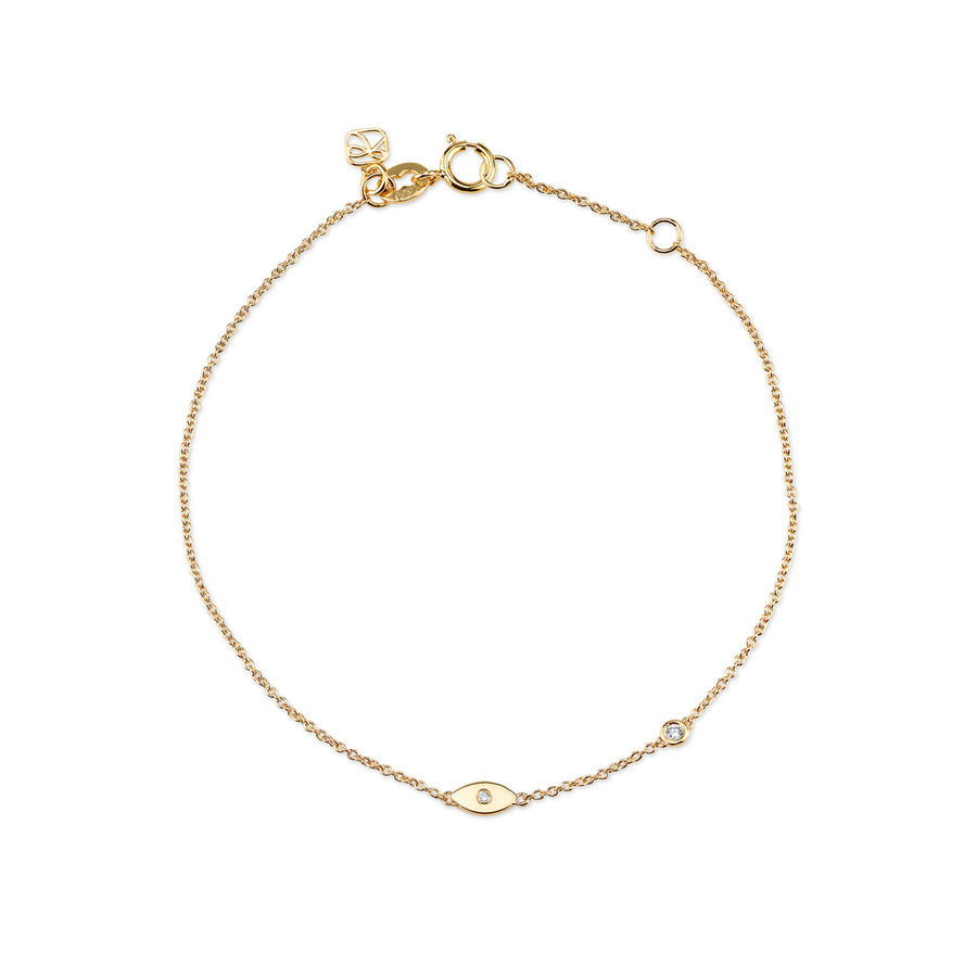Gold Plated Sterling Silver Evil Eye Bracelet with Bezel Set Diamond - Sydney Evan Fine Jewelry