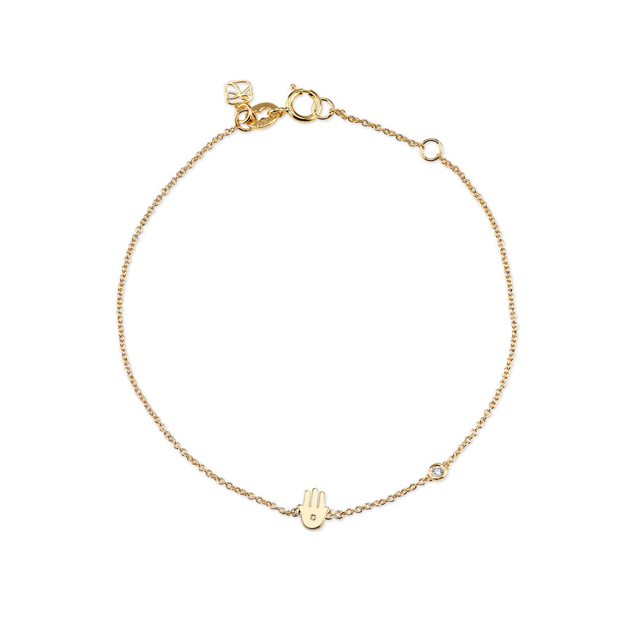 Gold Plated Sterling Silver Hamsa Bracelet with Bezel Set Diamond - Sydney Evan Fine Jewelry