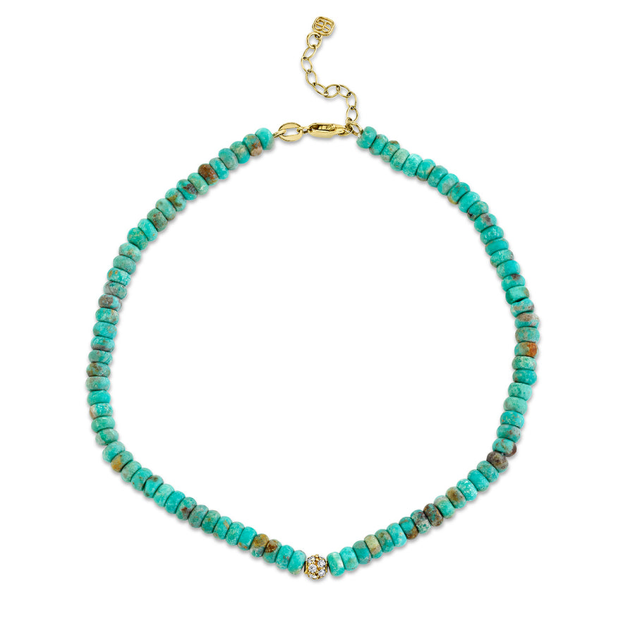 Gold & Diamond Ball on Natural Turquoise Anklet - Sydney Evan Fine Jewelry