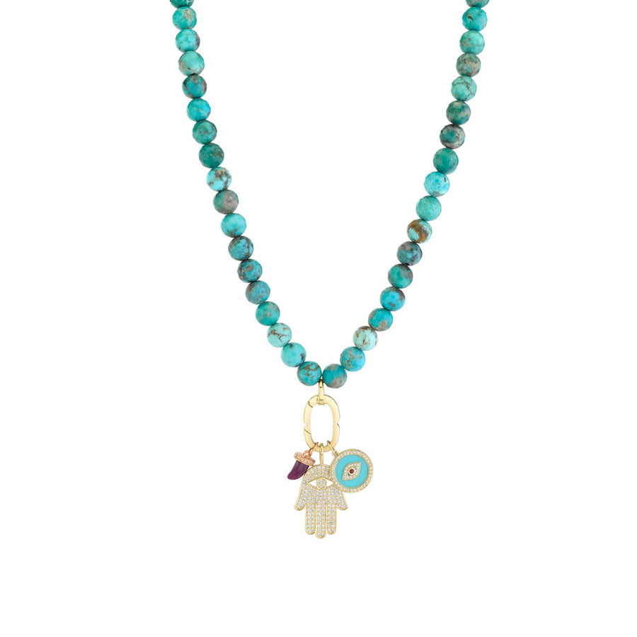 Gold & Diamond Multi-Charm Turquoise Necklace - Sydney Evan Fine Jewelry