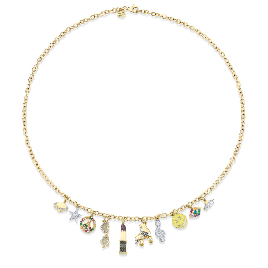 Gold & Diamond Multi-Charm Disco Necklace - Sydney Evan Fine Jewelry