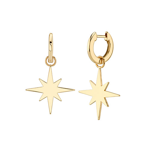 Pure Gold Starburst Charm Huggie Hoops - Sydney Evan Fine Jewelry