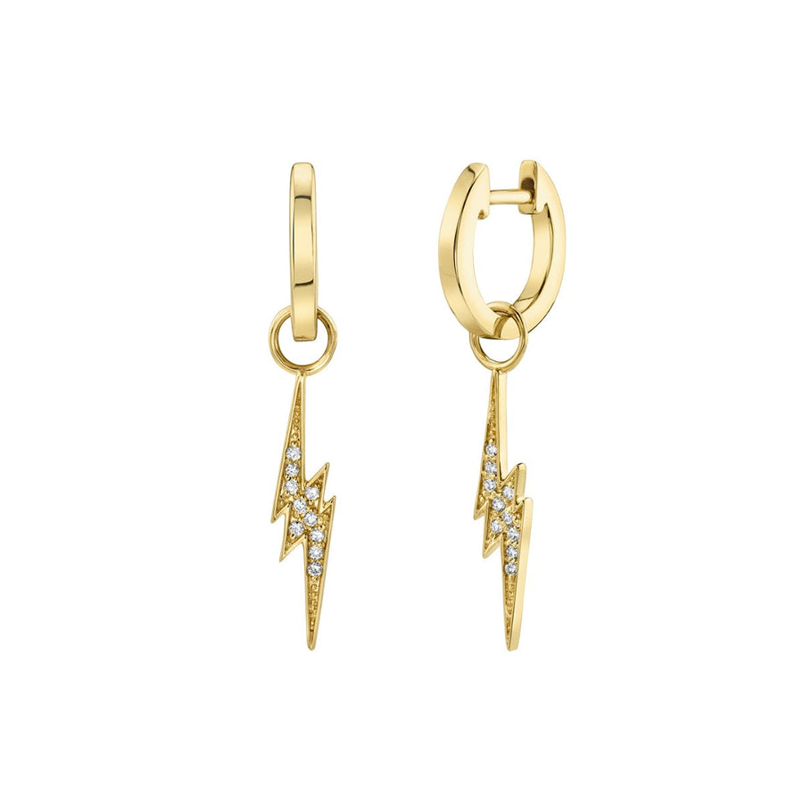 Men's Collection Gold Huggie Hoop and Lightning Bolt Charm Earrings - Sydney Evan Fine Jewelry
