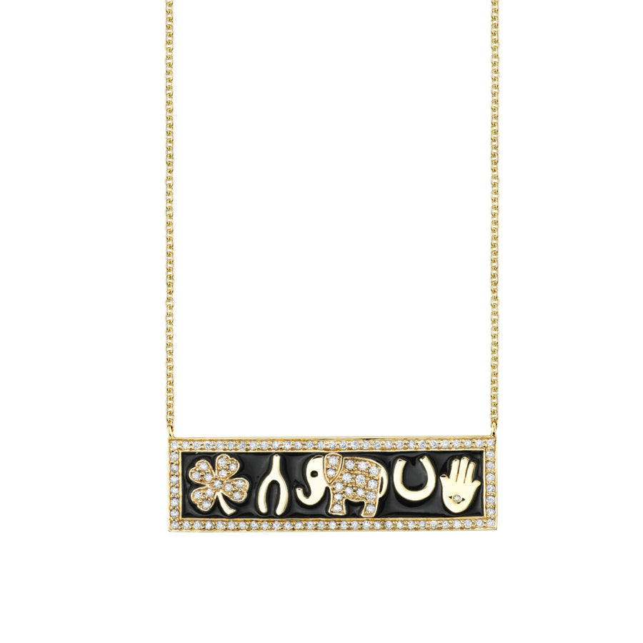 Gold & Diamond Luck Tableau Bar Necklace - Sydney Evan Fine Jewelry