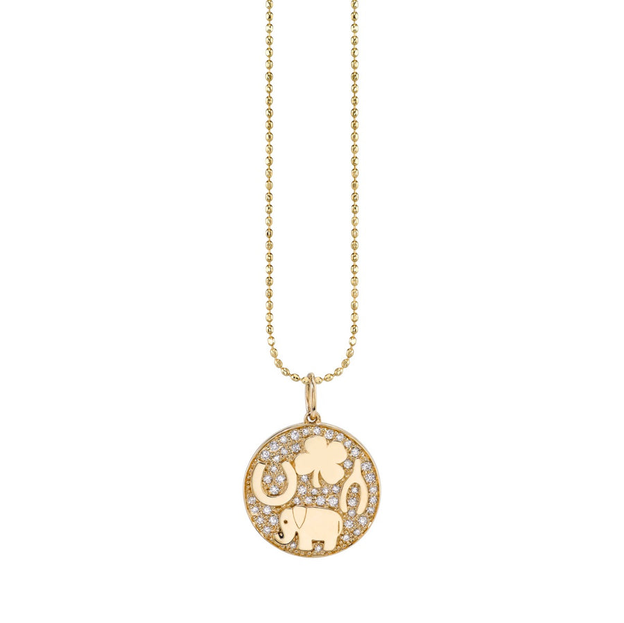 Gold & Diamond Luck Tableau Medallion Charm - Sydney Evan Fine Jewelry