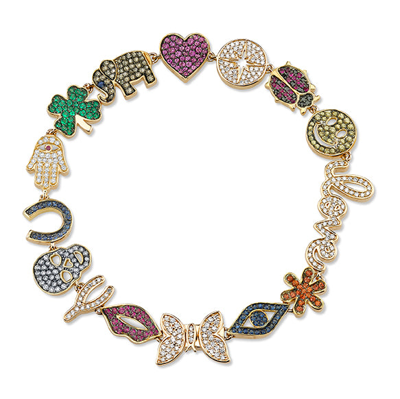 Gold & Diamond Rainbow Multi-Icon Bracelet - Sydney Evan Fine Jewelry