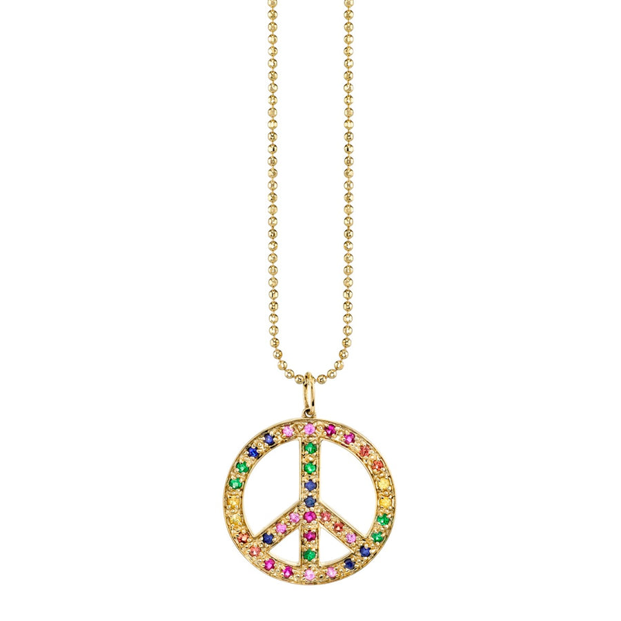 Gold & Rainbow Peace Sign Charm - Sydney Evan Fine Jewelry