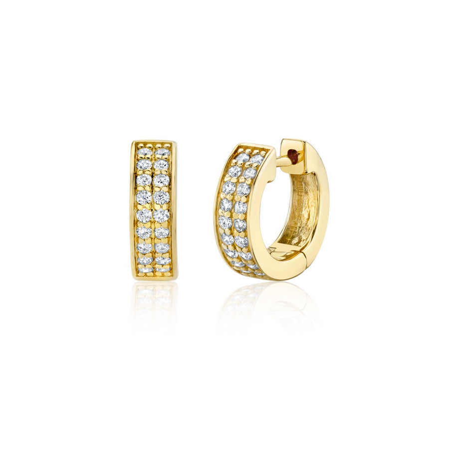 Gold & Diamond Two Row Huggie Hoops - Sydney Evan Fine Jewelry