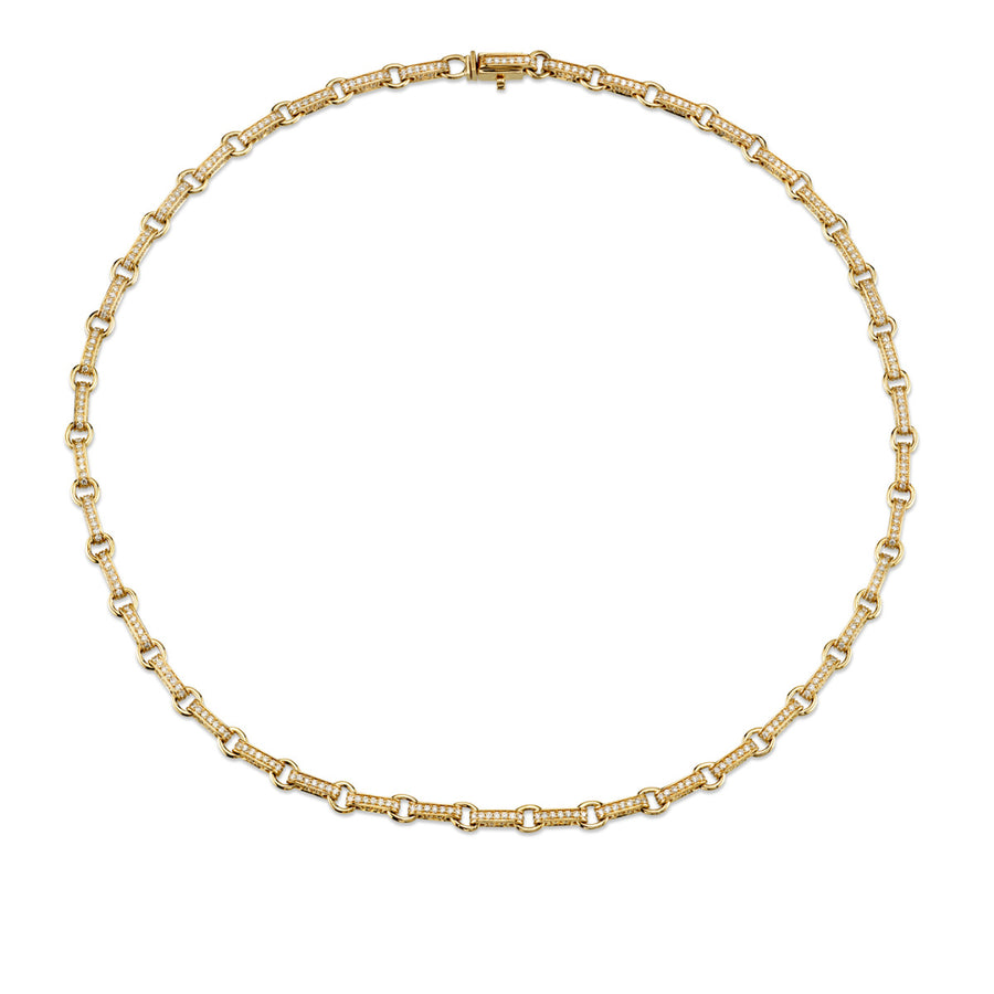 Gold & Diamond Round Rectangle Link Necklace - Sydney Evan Fine Jewelry