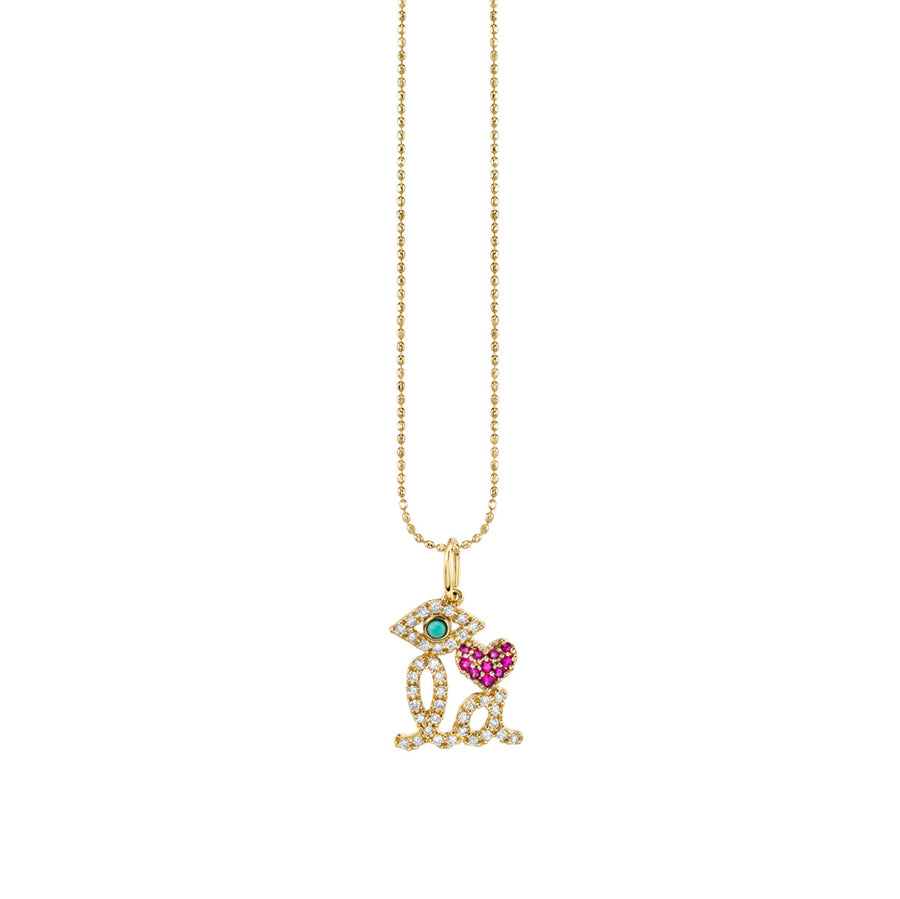 Gold & Diamond Eye Heart LA Necklace - Sydney Evan Fine Jewelry