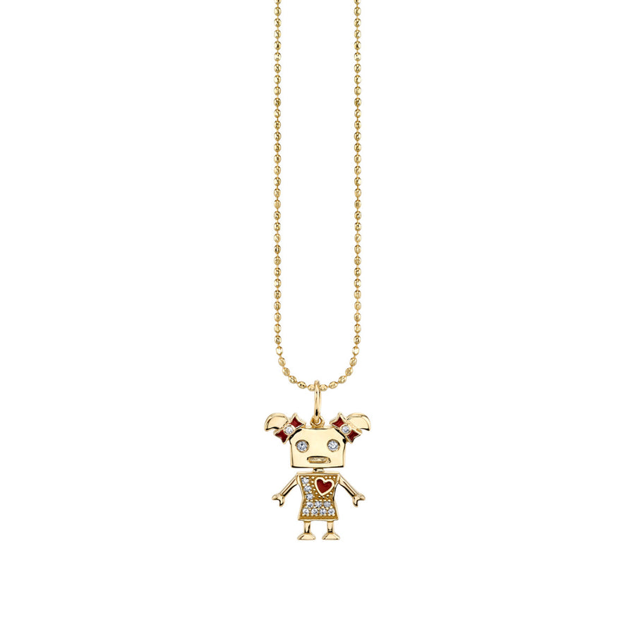 Gold & Diamond Girl Robot Charm - Sydney Evan Fine Jewelry