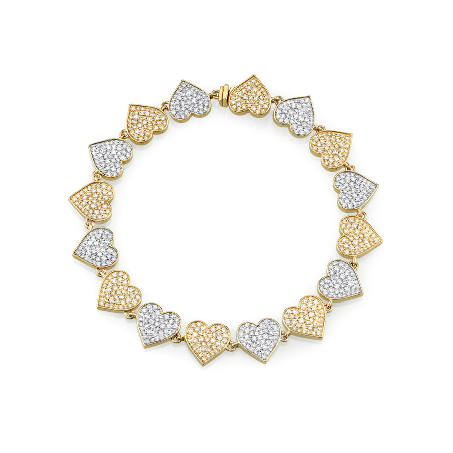 Two-Tone Gold & Diamond Heart Eternity Bracelet - Sydney Evan Fine Jewelry