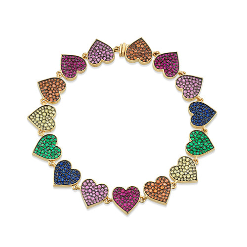 Gold Rainbow Heart Eternity Bracelet - Sydney Evan Fine Jewelry