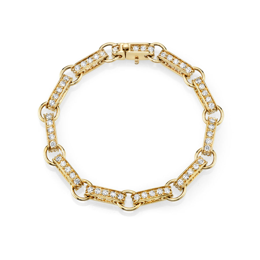 Gold & Diamond Large Rectangle Link Bracelet - Sydney Evan Fine Jewelry